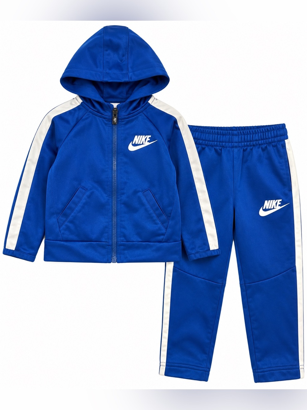 Nike Boys 3T Blue & White Full Zip Hooded Tracksuit Jacket Pants Set